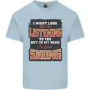 In My Head I've Gone Skiing Funny Skier Mens Cotton T-Shirt Tee Top Light Blue