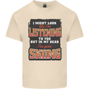 In My Head I've Gone Skiing Funny Skier Mens Cotton T-Shirt Tee Top Natural
