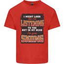 In My Head I've Gone Skiing Funny Skier Mens Cotton T-Shirt Tee Top Red