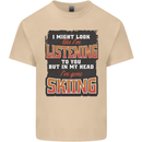 In My Head I've Gone Skiing Funny Skier Mens Cotton T-Shirt Tee Top Sand