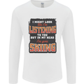 In My Head I've Gone Skiing Funny Skier Mens Long Sleeve T-Shirt White