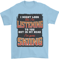 In My Head I've Gone Skiing Funny Skier Mens T-Shirt 100% Cotton Light Blue