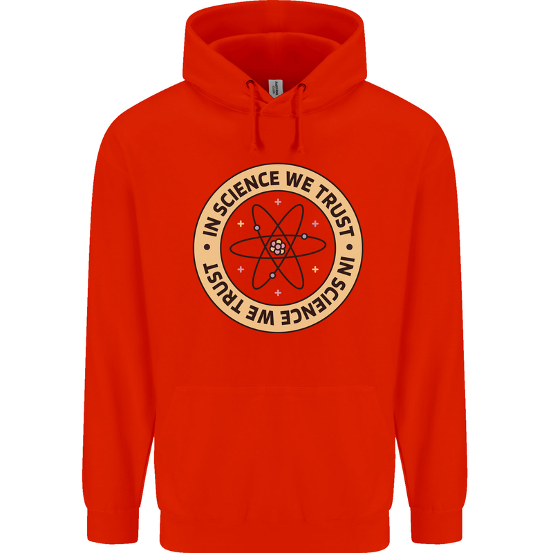 In Science We Trust Physics Geek Nerd Childrens Kids Hoodie Bright Red