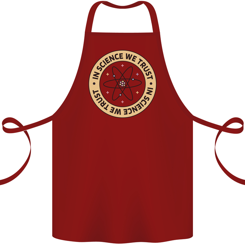 In Science We Trust Physics Geek Nerd Cotton Apron 100% Organic Maroon
