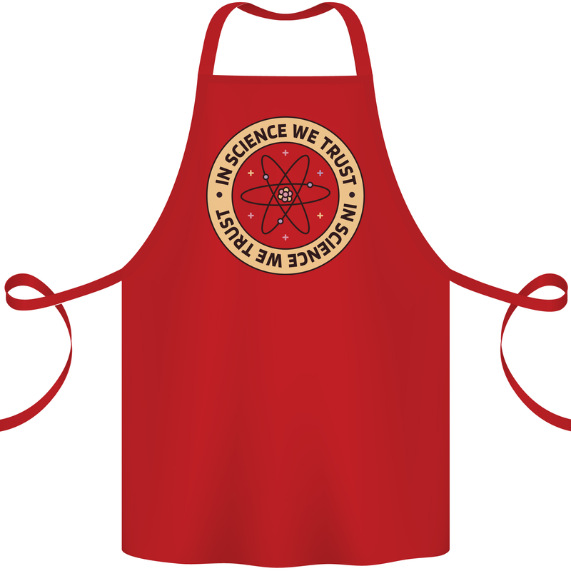 In Science We Trust Physics Geek Nerd Cotton Apron 100% Organic Red
