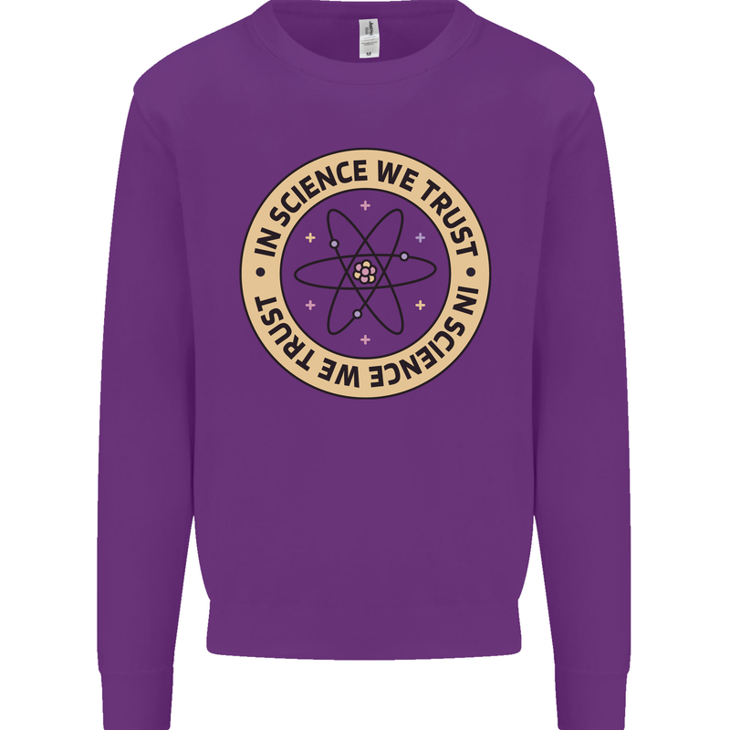 In Science We Trust Physics Geek Nerd Kids Sweatshirt Jumper Purple