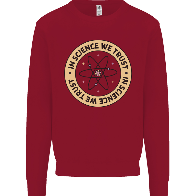 In Science We Trust Physics Geek Nerd Kids Sweatshirt Jumper Red