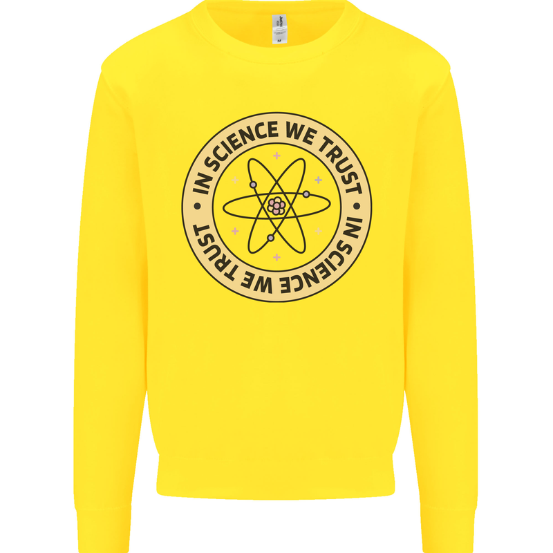 In Science We Trust Physics Geek Nerd Kids Sweatshirt Jumper Yellow