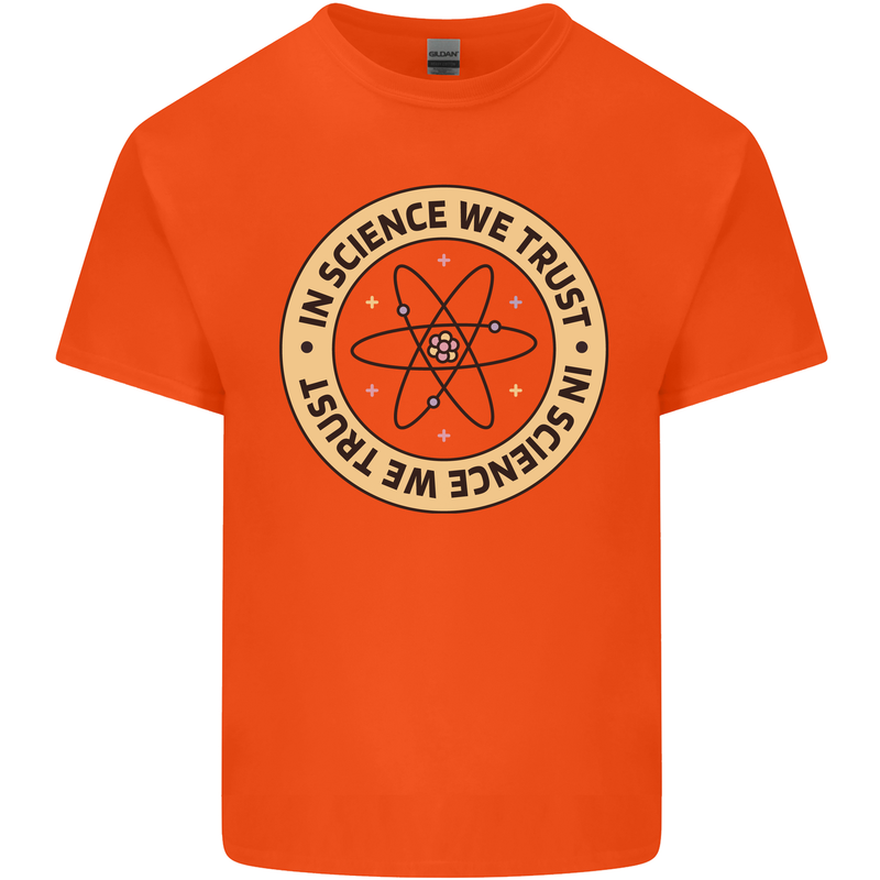 In Science We Trust Physics Geek Nerd Kids T-Shirt Childrens Orange