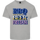 Independence Day BBQ Funny Beer 4th July Mens Cotton T-Shirt Tee Top Sports Grey