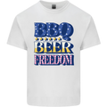 Independence Day BBQ Funny Beer 4th July Mens Cotton T-Shirt Tee Top White