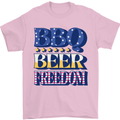 Independence Day BBQ Funny Beer 4th July Mens T-Shirt 100% Cotton Light Pink