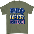 Independence Day BBQ Funny Beer 4th July Mens T-Shirt 100% Cotton Military Green