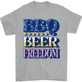 Independence Day BBQ Funny Beer 4th July Mens T-Shirt 100% Cotton Sports Grey