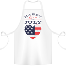 Independence Day Happy 4th of July Cotton Apron 100% Organic White