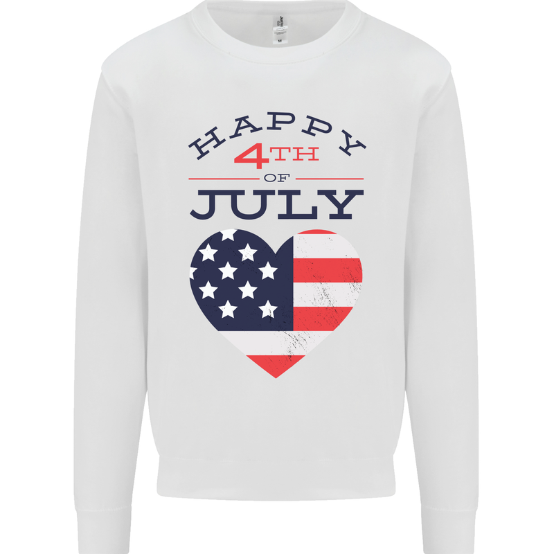 Independence Day Happy 4th of July Mens Sweatshirt Jumper White