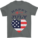 Independence Day Happy 4th of July Mens T-Shirt 100% Cotton Charcoal