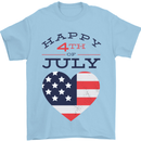 Independence Day Happy 4th of July Mens T-Shirt 100% Cotton Light Blue