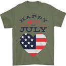 Independence Day Happy 4th of July Mens T-Shirt 100% Cotton Military Green