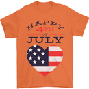 Independence Day Happy 4th of July Mens T-Shirt 100% Cotton Orange