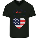 Independence Day Happy 4th of July Mens V-Neck Cotton T-Shirt Black