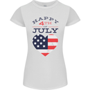 Independence Day Happy 4th of July Womens Petite Cut T-Shirt White