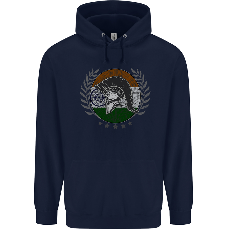 India Bodybuilding Flag Gym Training Indian Childrens Kids Hoodie Navy Blue