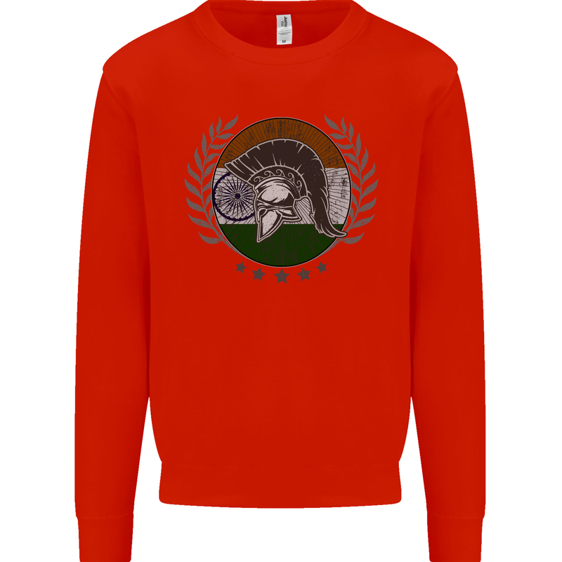 India Bodybuilding Flag Gym Training Indian Kids Sweatshirt Jumper Bright Red