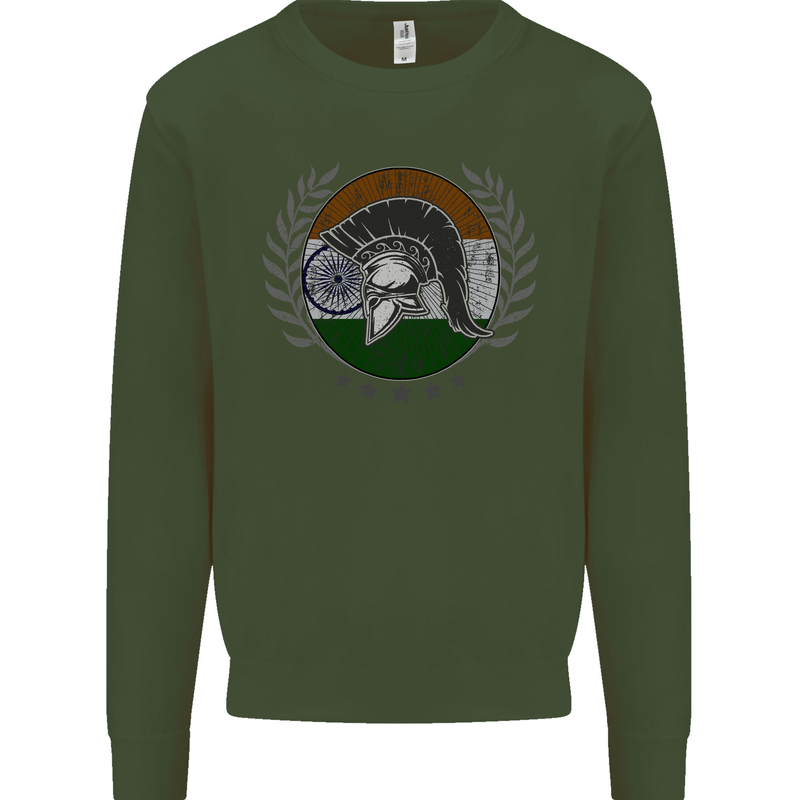 India Bodybuilding Flag Gym Training Indian Kids Sweatshirt Jumper Forest Green