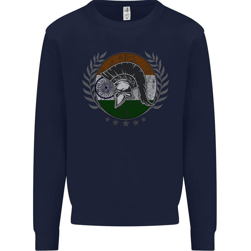 India Bodybuilding Flag Gym Training Indian Kids Sweatshirt Jumper Navy Blue