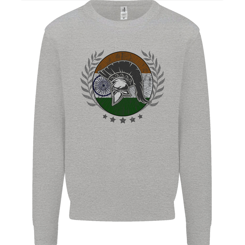 India Bodybuilding Flag Gym Training Indian Kids Sweatshirt Jumper Sports Grey
