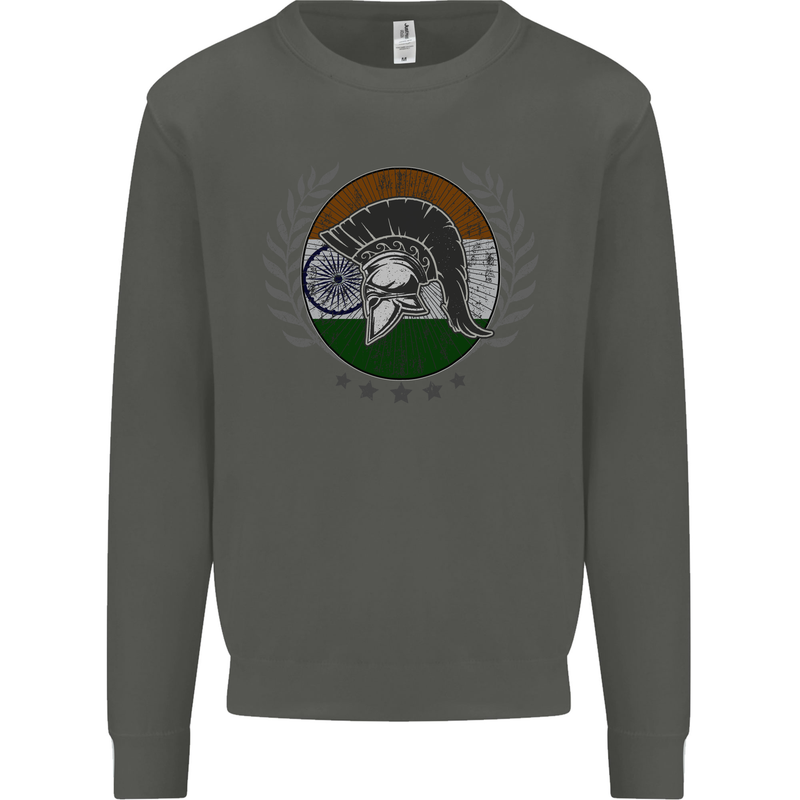 India Bodybuilding Flag Gym Training Indian Kids Sweatshirt Jumper Storm Grey