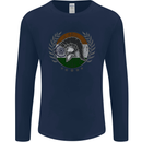 India Bodybuilding Flag Gym Training Indian Mens Long Sleeve T-Shirt Navy Blue