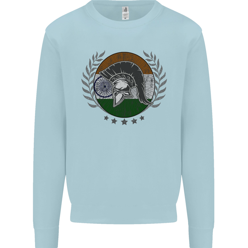 India Bodybuilding Flag Gym Training Indian Mens Sweatshirt Jumper Light Blue