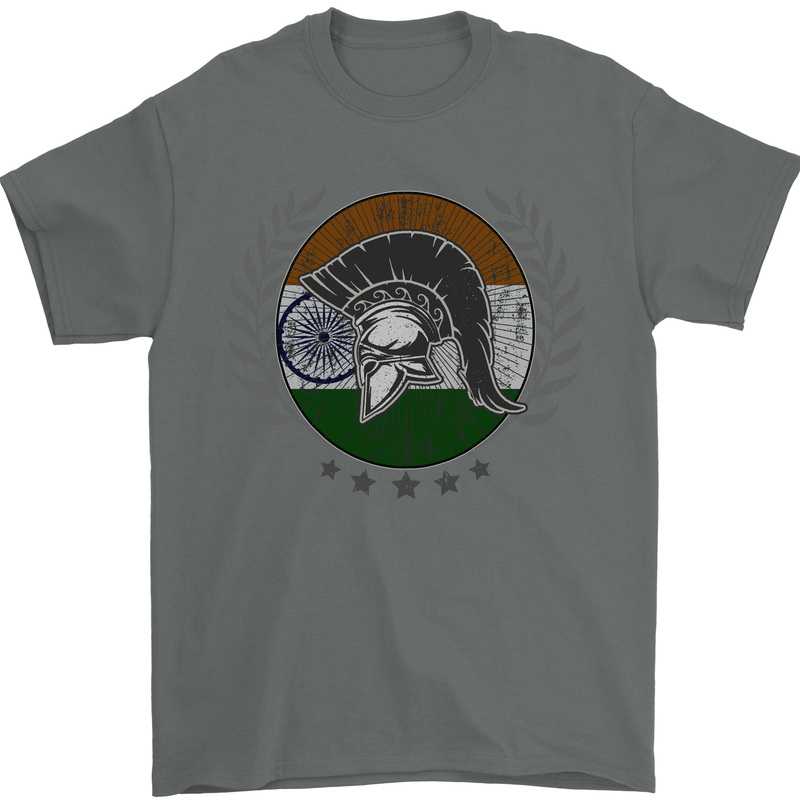 India Bodybuilding Flag Gym Training Indian Mens T-Shirt 100% Cotton Charcoal