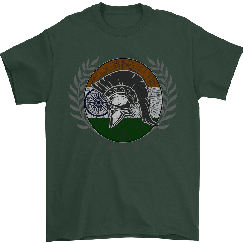 India Bodybuilding Flag Gym Training Indian Mens T-Shirt 100% Cotton Forest Green