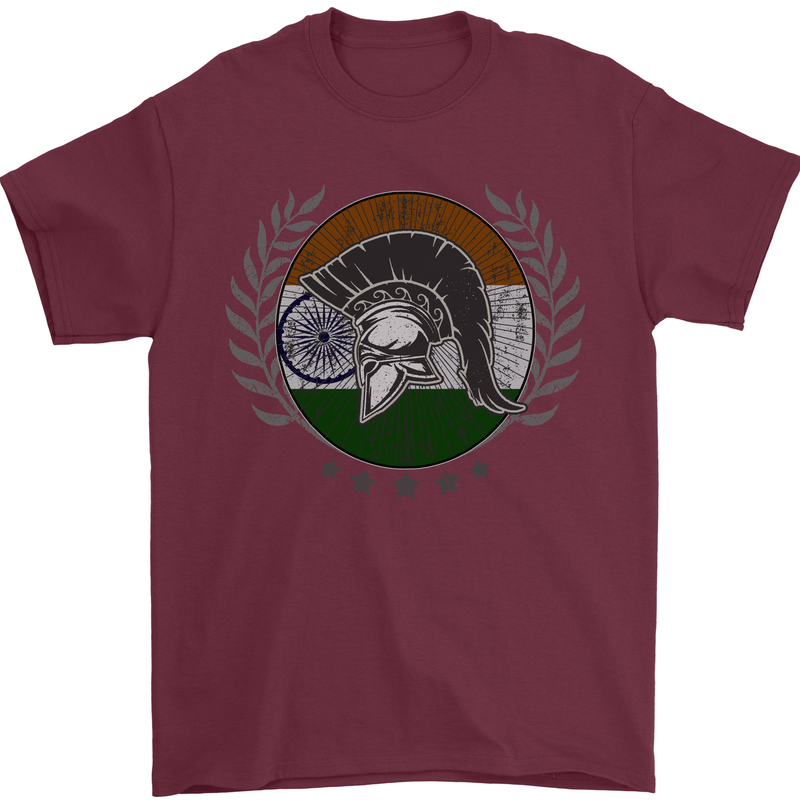 India Bodybuilding Flag Gym Training Indian Mens T-Shirt 100% Cotton Maroon