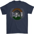 India Bodybuilding Flag Gym Training Indian Mens T-Shirt 100% Cotton Navy Blue