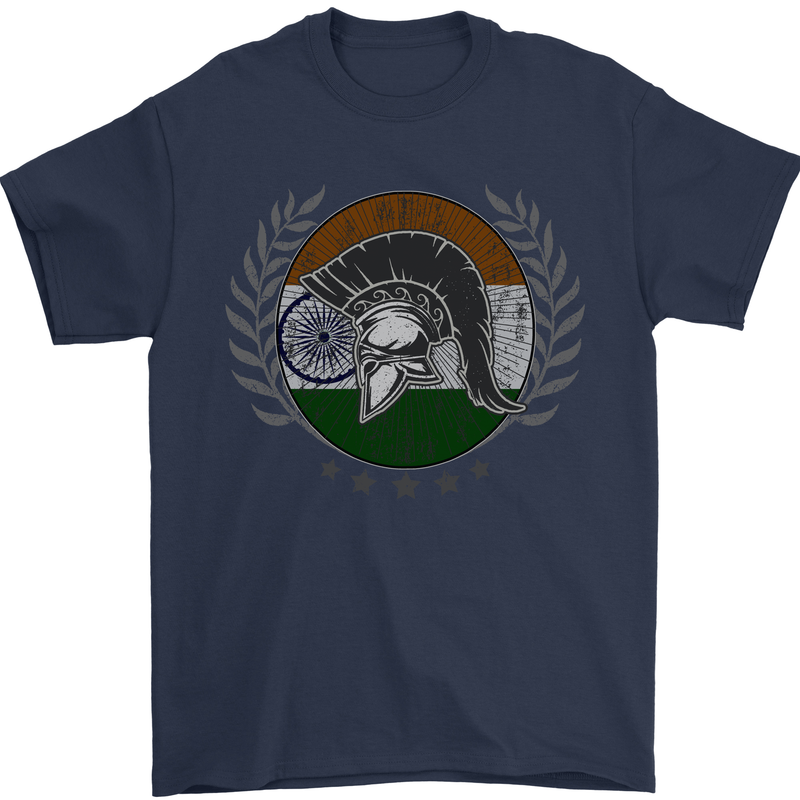 India Bodybuilding Flag Gym Training Indian Mens T-Shirt 100% Cotton Navy Blue