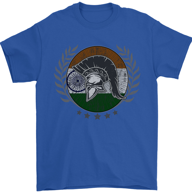 India Bodybuilding Flag Gym Training Indian Mens T-Shirt 100% Cotton Royal Blue