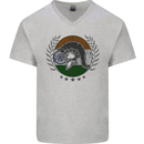 India Bodybuilding Flag Gym Training Indian Mens V-Neck Cotton T-Shirt Sports Grey