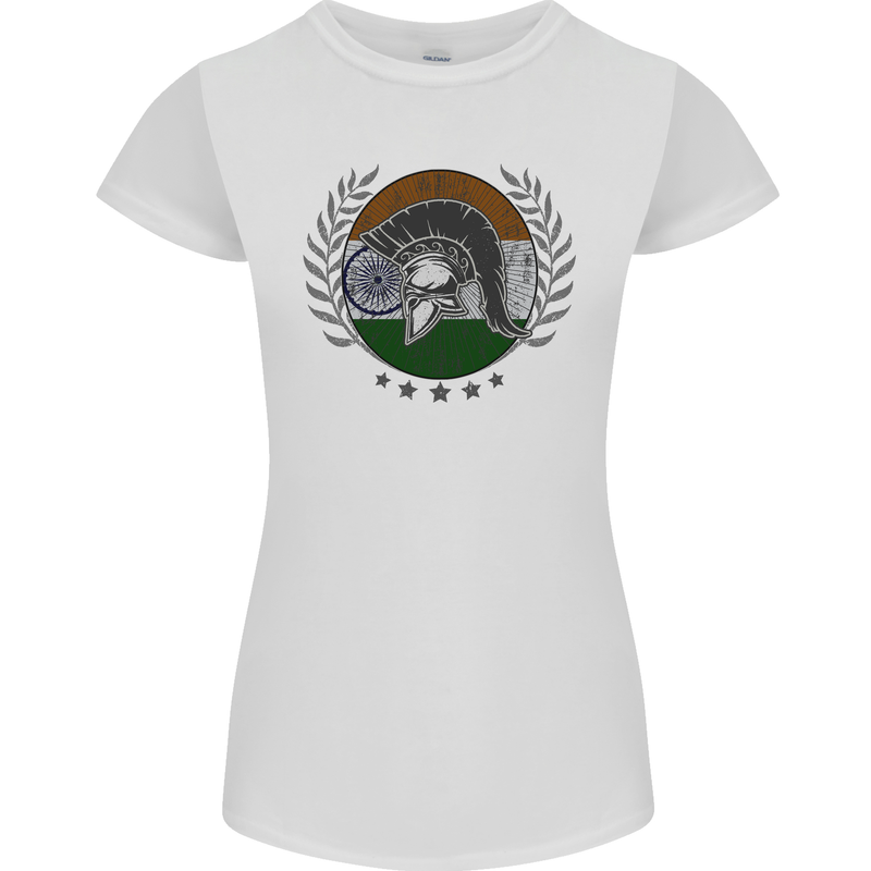 India Bodybuilding Flag Gym Training Indian Womens Petite Cut T-Shirt White