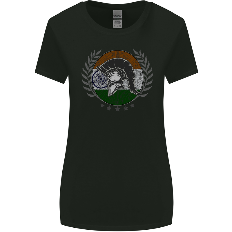 India Bodybuilding Flag Gym Training Indian Womens Wider Cut T-Shirt Black