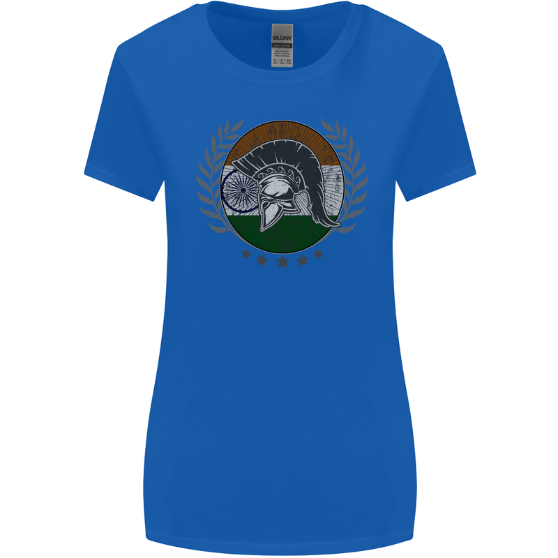 India Bodybuilding Flag Gym Training Indian Womens Wider Cut T-Shirt Royal Blue