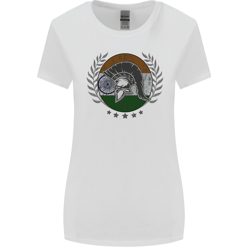 India Bodybuilding Flag Gym Training Indian Womens Wider Cut T-Shirt White