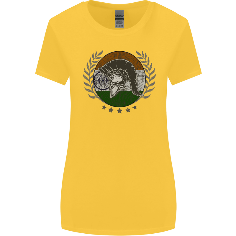 India Bodybuilding Flag Gym Training Indian Womens Wider Cut T-Shirt Yellow