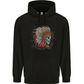 Indian Headdress Skull Native American Biker Childrens Kids Hoodie Black