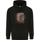 Indian Headdress Skull Native American Biker Mens 80% Cotton Hoodie Black