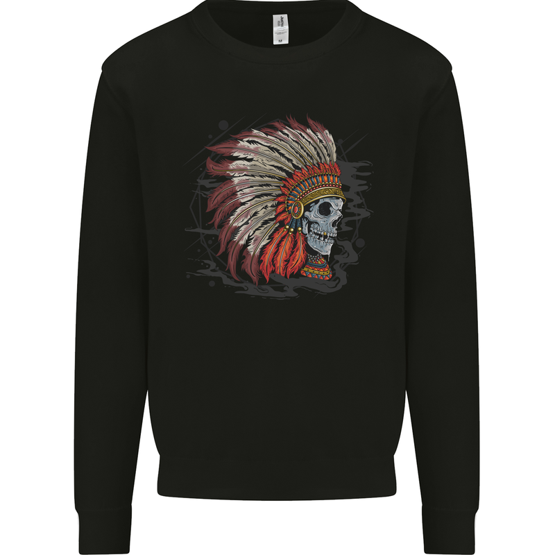Indian Headdress Skull Native American Biker Mens Sweatshirt Jumper Black