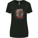 Indian Headdress Skull Native American Biker Womens Wider Cut T-Shirt Black